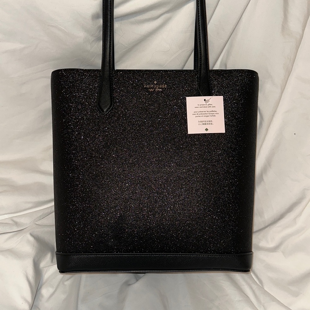 Kate Spade Glitter Fabric Black Tote